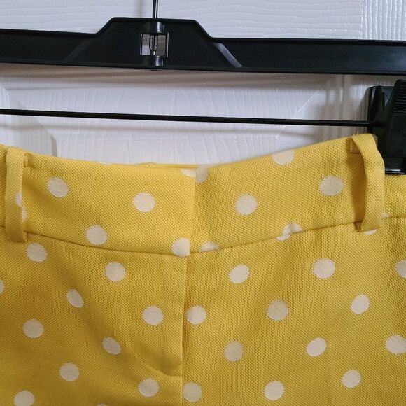 Ann Taylor Yellow White Poka Dots Shorts - Picture 4 of 9